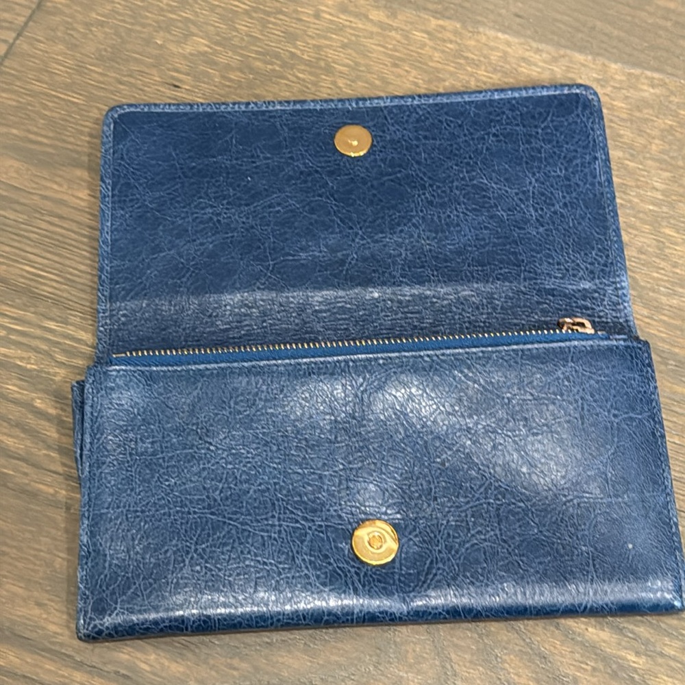 Balenciaga Blue Textured Wallet with Buckle Accents - Picture 3 of 5